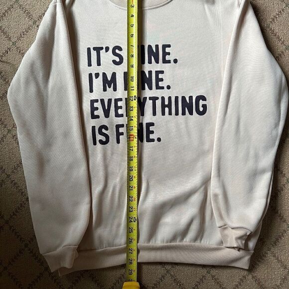 Gildan Ivory "It's Fine, I'm Fine .." cotton crew neck sweatshirt NWOT XL - Picture 5 of 10